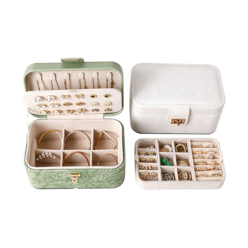 Patterned Leather Multi‑Functional Jewelry Storage Box
